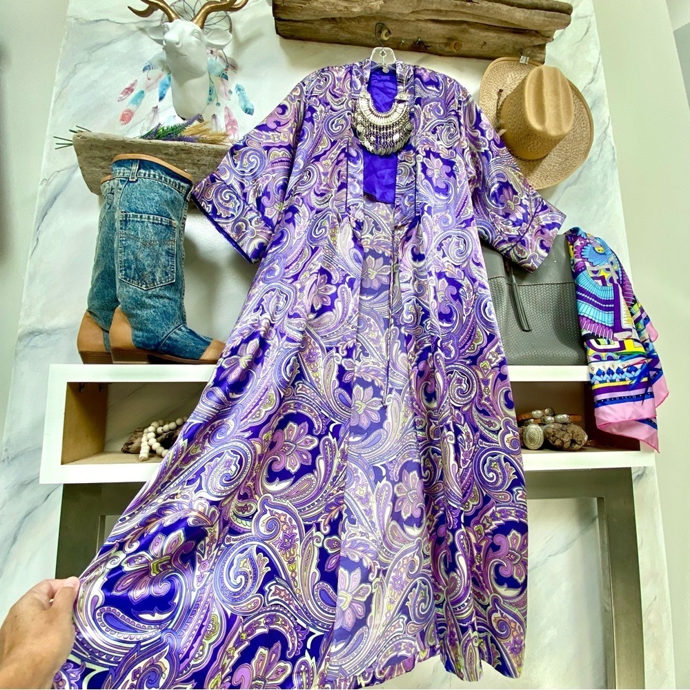 Enchanting Gypsy floral duster boho kimono / cover up resort vacay ready - Picture 4 of 9